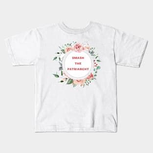 Smash The Patriarchy - A Floral Print Kids T-Shirt